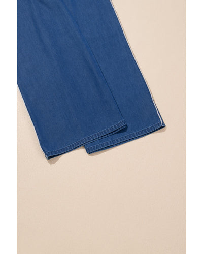 Azura Exchange Sail Blue Washed Denim Chambray Loose Plus Size Pants - 2X