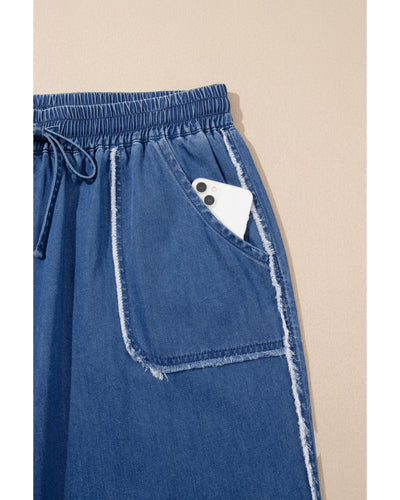 Azura Exchange Sail Blue Washed Denim Chambray Loose Plus Size Pants - 2X