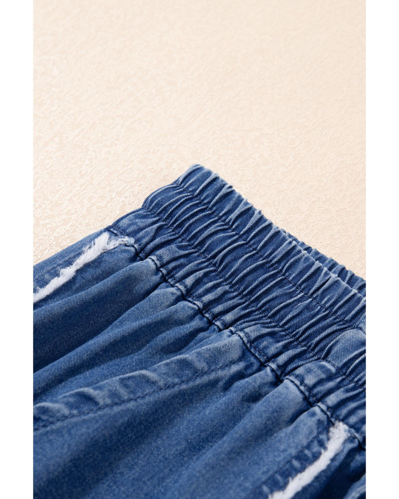 Azura Exchange Sail Blue Washed Denim Chambray Loose Plus Size Pants - 2X