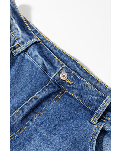 Ashleigh Blue Medium Wash Ripped Edge Flared Plus Size Jeans - 1X