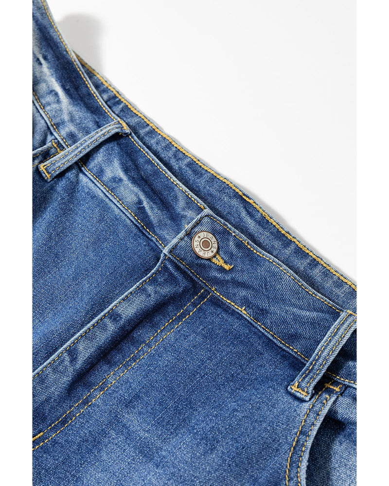 Ashleigh Blue Medium Wash Ripped Edge Flared Plus Size Jeans - 1X