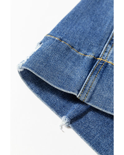 Ashleigh Blue Medium Wash Ripped Edge Flared Plus Size Jeans - 1X