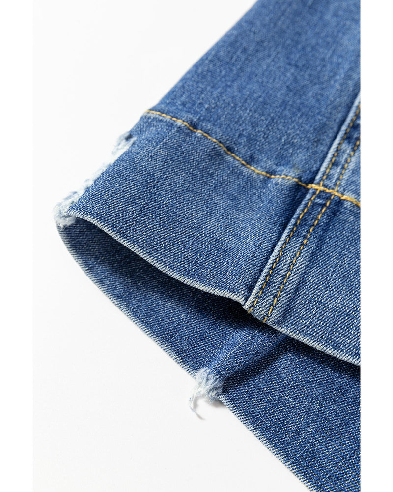 Ashleigh Blue Medium Wash Ripped Edge Flared Plus Size Jeans - 1X