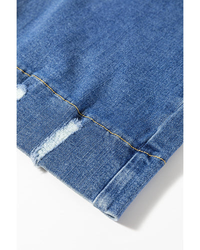 Ashleigh Blue Medium Wash Ripped Edge Flared Plus Size Jeans - 1X