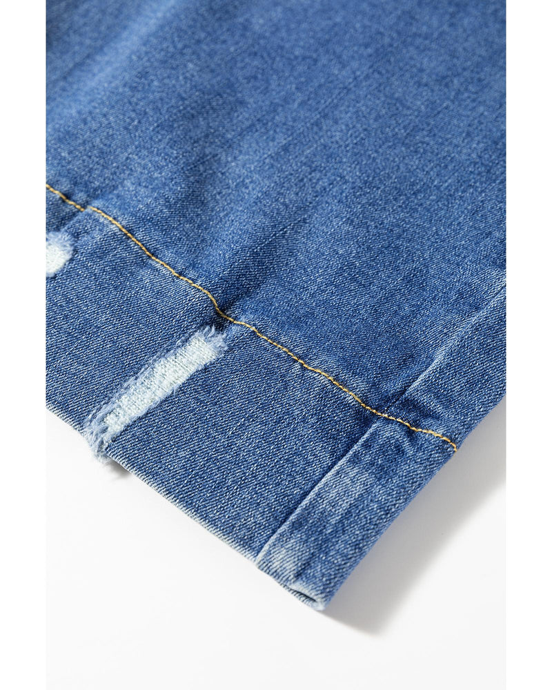 Ashleigh Blue Medium Wash Ripped Edge Flared Plus Size Jeans - 1X