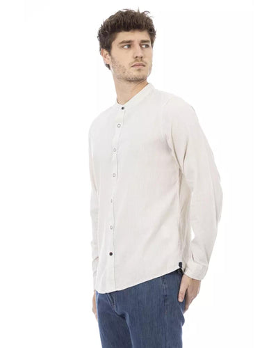 Mandarin Collar Regular Fit Shirt with Button Closure M Men