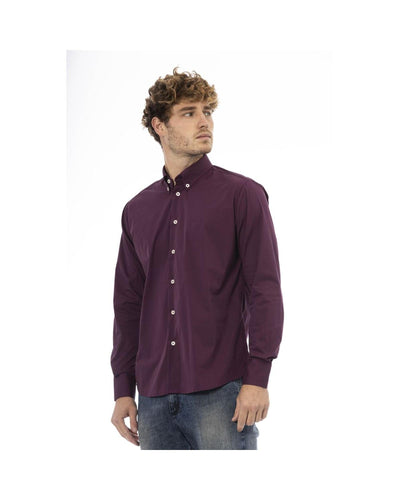 Baldinini Trend Men's Burgundy Cotton Shirt - XL