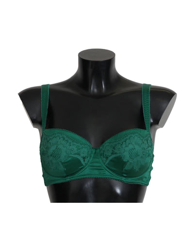 Green Floral Lace Silk Stretch Balconcino Bra by Dolce & Gabbana 3 IT Women