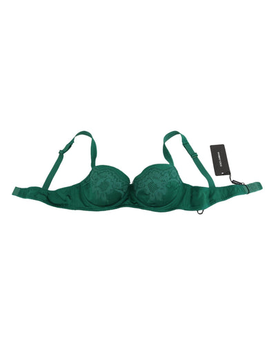 Green Floral Lace Silk Stretch Balconcino Bra by Dolce & Gabbana 3 IT Women