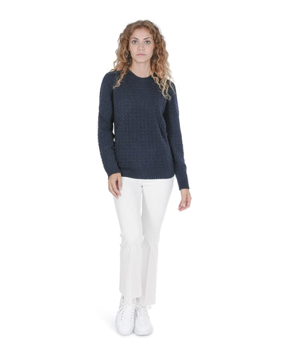 Crown of Edinburgh Cashmere Women's Cashmere Round Neck Womens Sweater in Navy blue - 44 EU