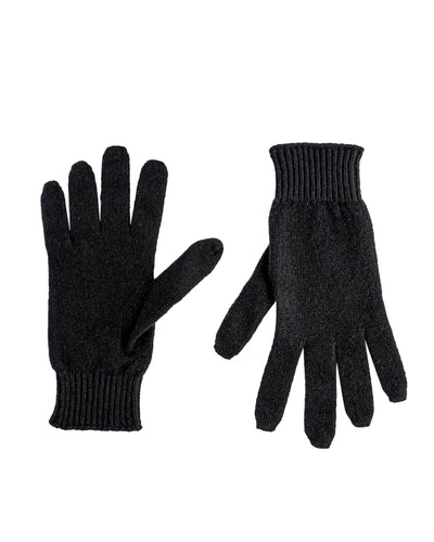 Crown of Edinburgh Cashmere Women's Luxury Cashmere Womens Short Gloves in Black - L
