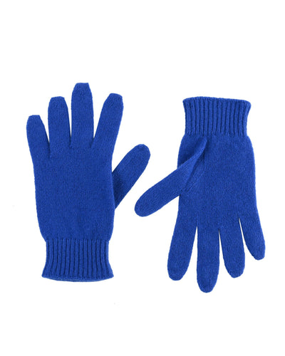 Crown of Edinburgh Cashmere Women's Cashmere Womens Short Gloves - Italian Craftsmanship in Blue - M