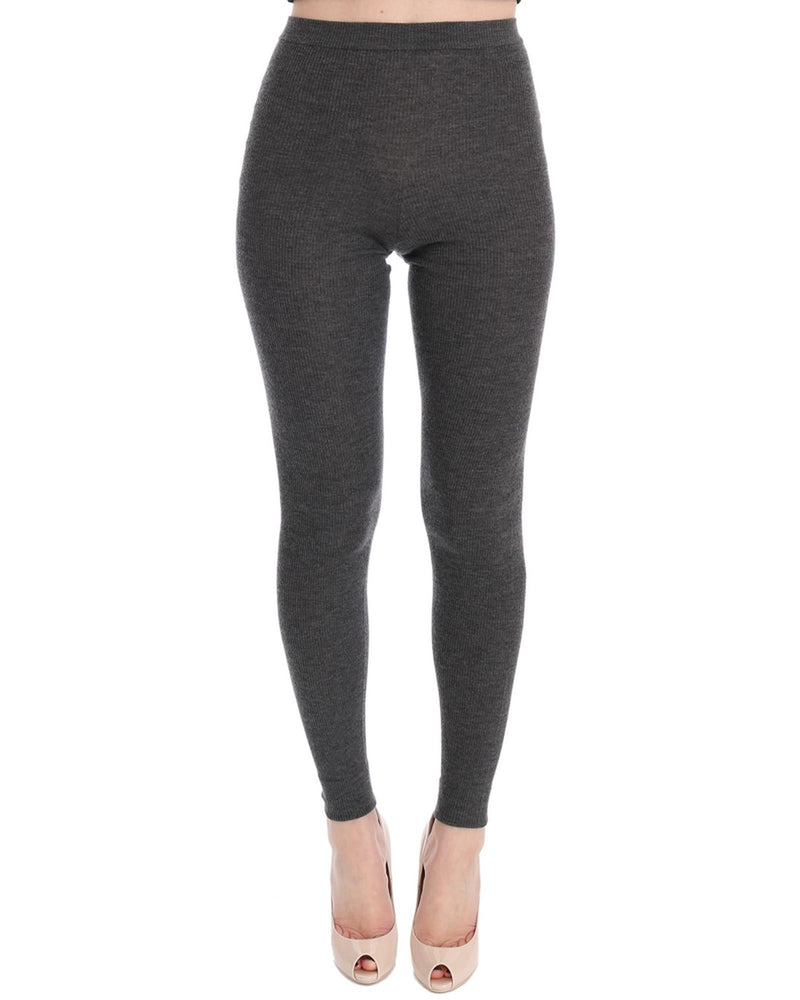 High Waist Cashmere Tights Pants with Logo Details 44 IT Women