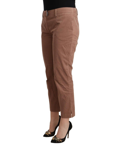 100% Authentic COSTUME NATIONAL Mid Waist Cotton Tapered Cropped Pants with Logo Details 44 IT Women