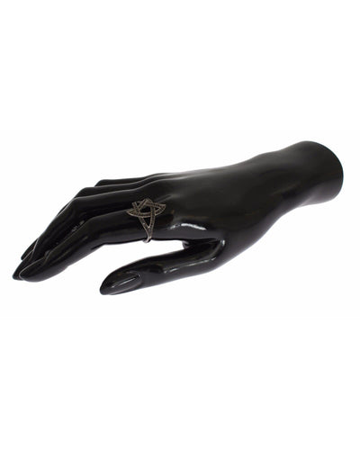 100% Authentic NIALAYA Black Rhodium Ring with CZ Crystals 54 EU Women