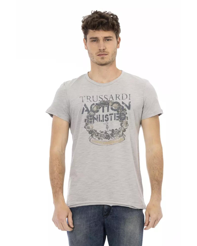 Short Sleeve T-shirt with Round Neck - Front Print L Men