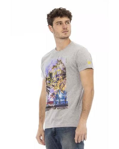 Short Sleeve T-shirt with Round Neck and Front Print 2XL Men