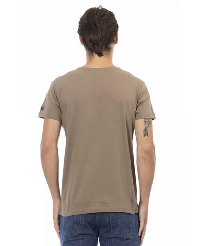 Short Sleeve T-shirt with V-neck and Front Print L Men