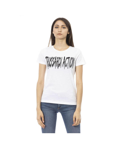 Trussardi Action Women's Elegant Short Sleeve Tee with Chic Front Print - L