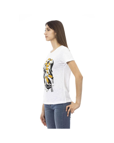Trussardi Action Women's Chic White Short Sleeve Tee with Exclusive Print - XL