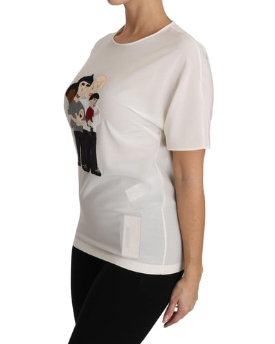 DOLCE & GABBANA Figure Family Silk T-Shirt 42 IT Women