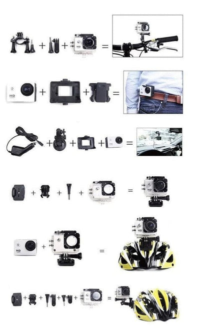 Action Camera 4K HD 16MP WiFi Waterproof 30M Sports Camera With 140° Wide Angle BLACK COLOUR