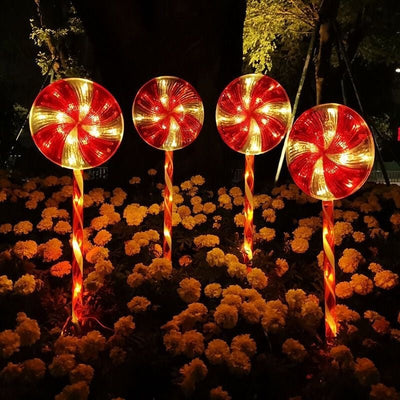 4pcs Solar Lollipops Cane Light Candy Cane Lights Water-resistant Christmas Outdoor Lawn Light