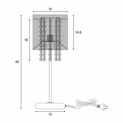 Emilia Table Lamp with Acrylic Drops - Grey Shade