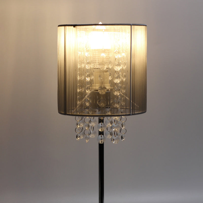 Emilia Table Lamp with Acrylic Drops - Grey Shade