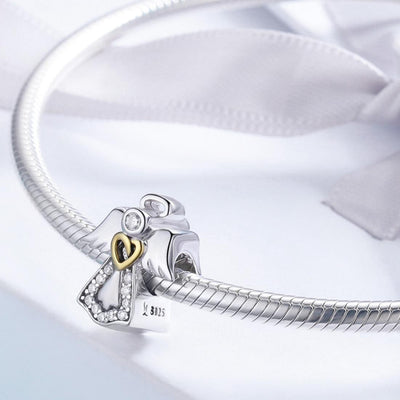 925 Sterling Silver Guardian Angel Diamond Pendant For Diy Bracelets