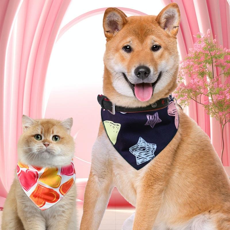 Cute Pet Triangle Towel Bib Cartoon Cats And Dogs Drool Towel Scarf - 10
