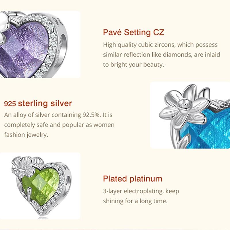 925 Sterling Silver October Birthstone Bracelet Love Pearl Beads Style - October