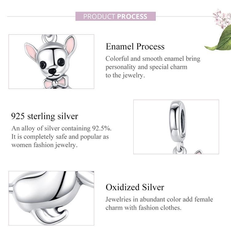 925 Sterling Silver Chihuahua Charm Pendant For Diy Bracelets