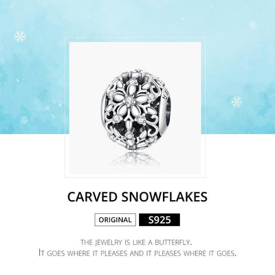 925 Sterling Silver Snowflake Beads For Diy Bracelets & Necklaces