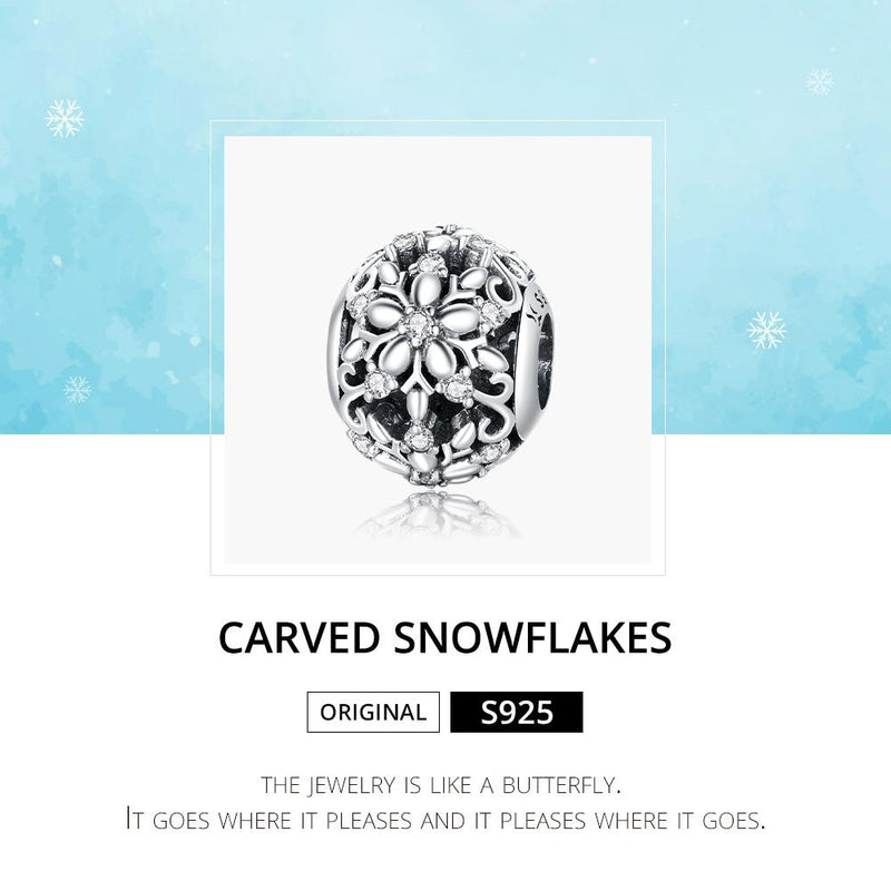 925 Sterling Silver Snowflake Beads For Diy Bracelets & Necklaces