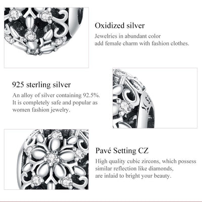925 Sterling Silver Snowflake Beads For Diy Bracelets & Necklaces