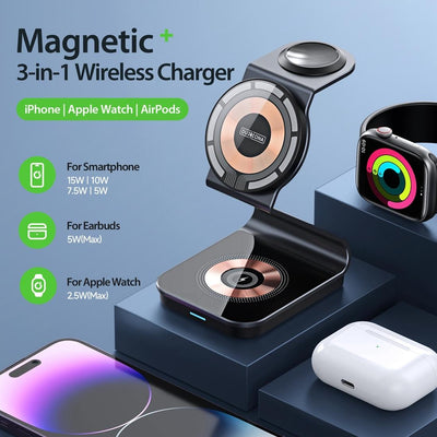 15W 3 In 1 Transparent Magnetic Wireless Charger