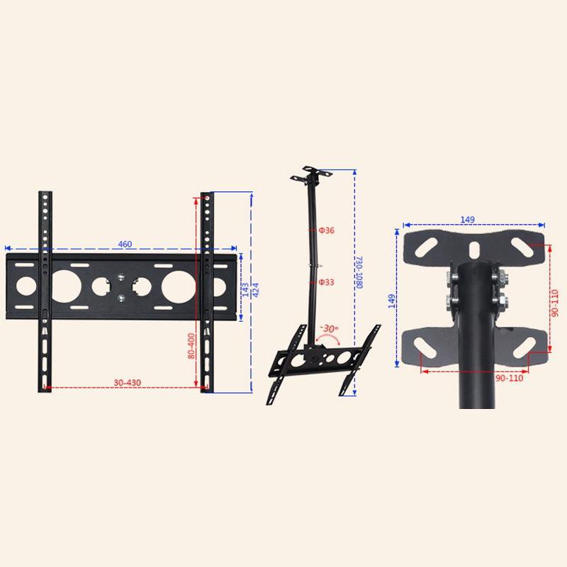 Adjustable Single Screen Tv Wall / Ceiling Mount - 26-60 Inch 0.5-1m Range