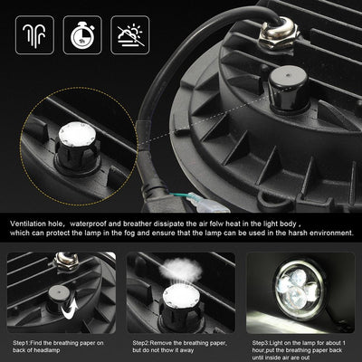 7 Inch H4 / H13 Dc 9V - 30V 3000Lm 6000K 30W Ip67 4Led Lamp Beads Car Round Shape Led Headlight Lamps For Jeep Wrangler / Harley With Angel Eye