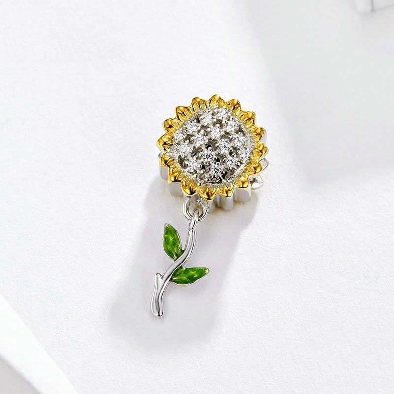 925 Sterling Silver Sunflower Pendant For Diy Bracelet