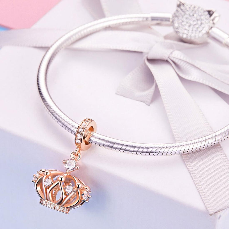 925 Sterling Silver Rose Gold Crown Pendant For Diy Necklace