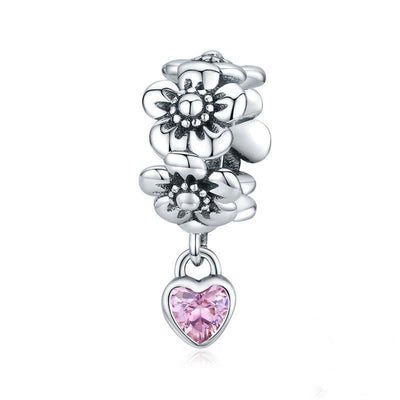 925 Sterling Silver Flower Bead Bracelet Charms
