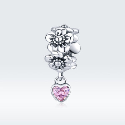 925 Sterling Silver Flower Bead Bracelet Charms