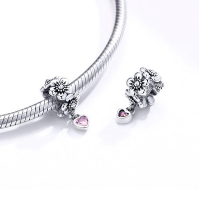 925 Sterling Silver Flower Bead Bracelet Charms