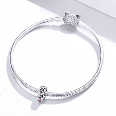 925 Sterling Silver Flower Bead Bracelet Charms