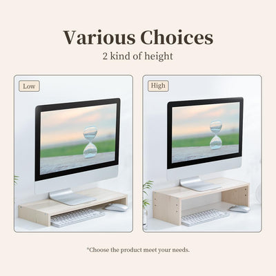 Natural Wood Monitor Stand - Compact Design
