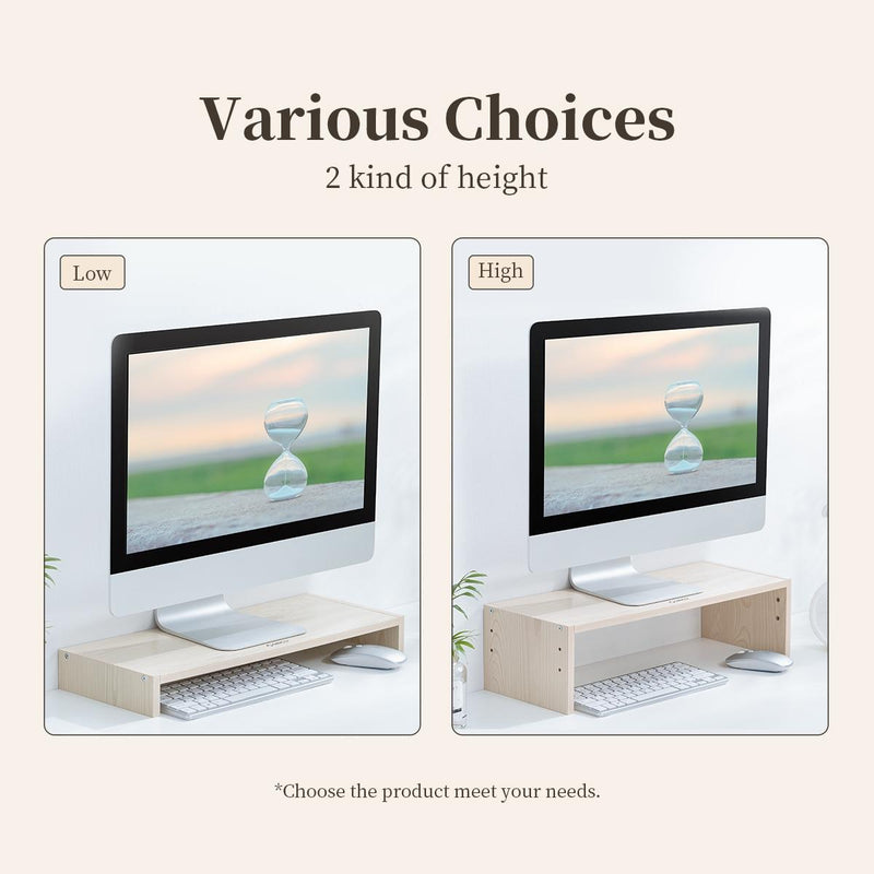 Natural Wood Monitor Stand - Compact Design