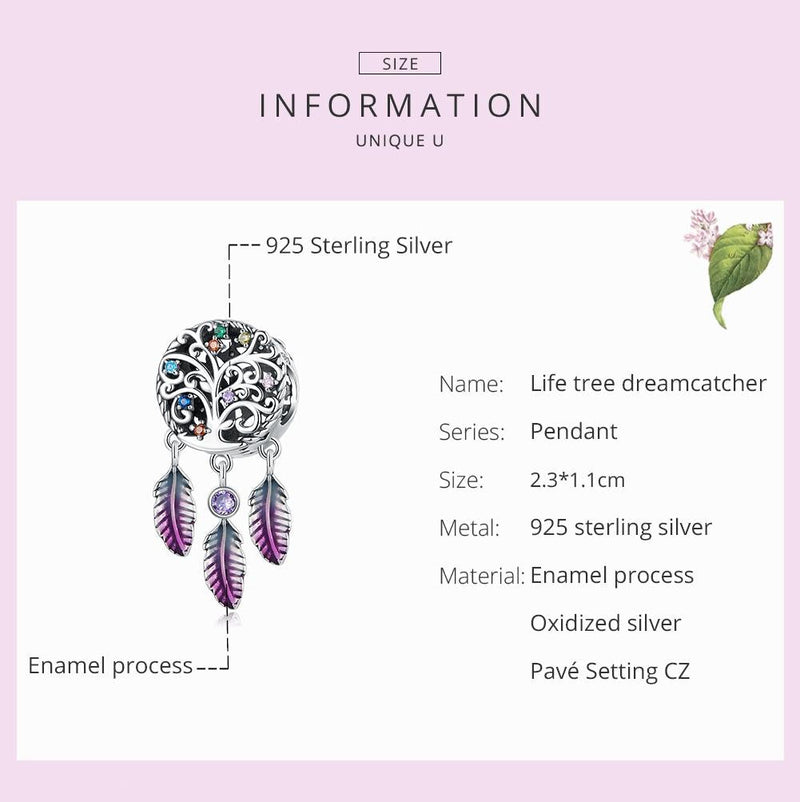925 Sterling Silver Tree Of Life Dream Catcher Bracelet / Necklace Set