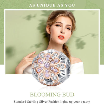 925 Sterling Silver Flower Stamen Diamond Beads For Diy Bracelets