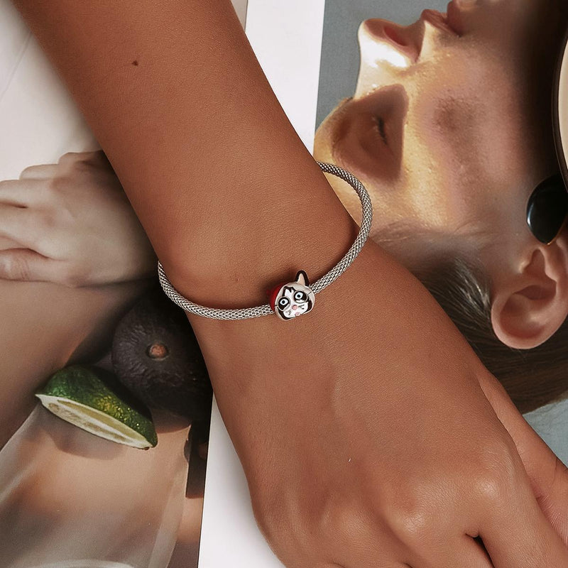 925 Sterling Silver Siamese Cat Bead For Diy Bracelet Or Necklace